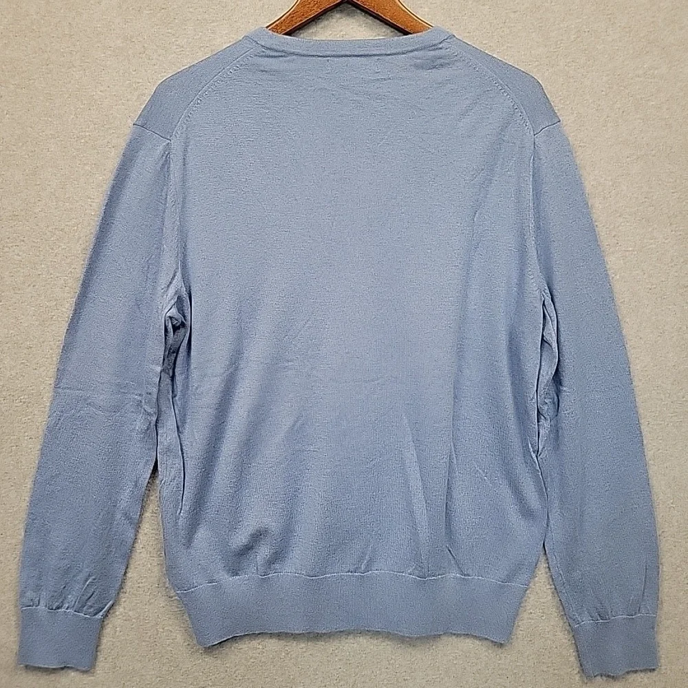BANANA REPUBLIC Lt Blue Silk Cotton Cashmere Sweater V-Neck Luxury Blend Mens XL
